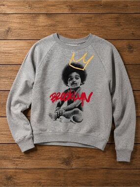 Brooklyn Mint Biggie Smalls Baby Crown Graphic Sweatshirt Gray Size Large